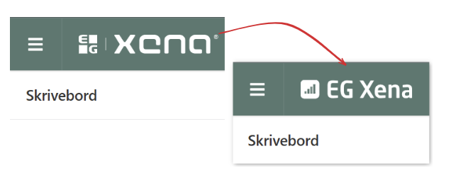 Nytt logo i topplinjen i Xena