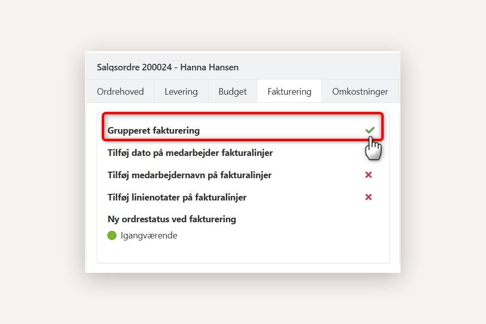 Grupperet fakturering i appen EG Xena Udvidet fakturering