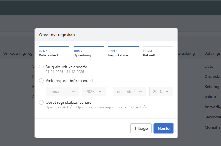 Opprett virksomhet inkl. regnskapsperiode i Xena