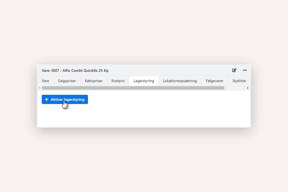 Aktiver lagerstyring på en vare i Xena