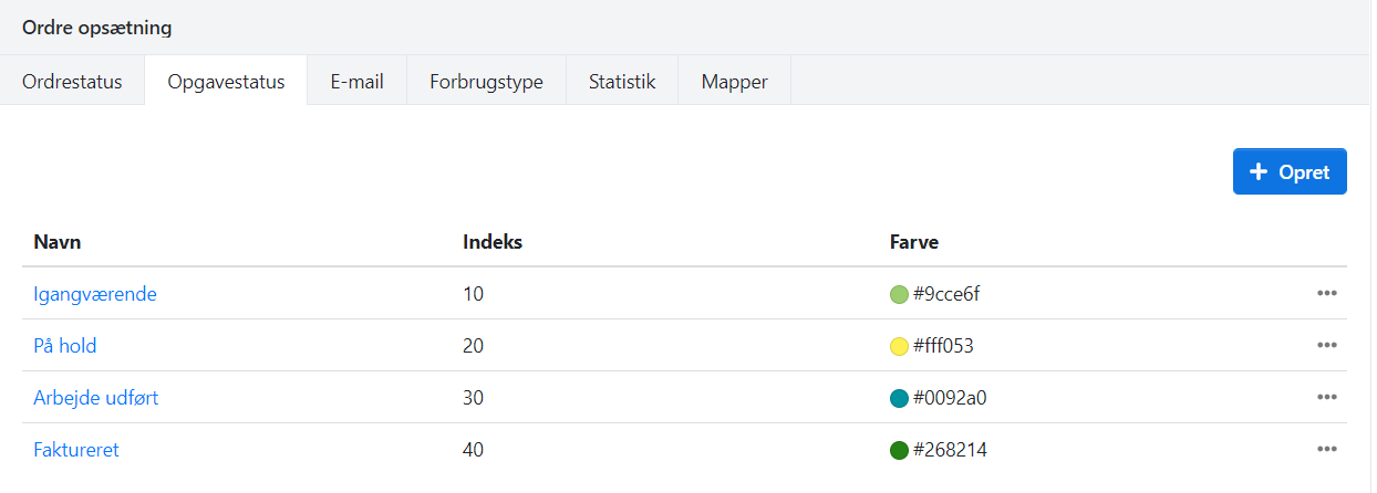 Opret opgavestatus koder i Xena